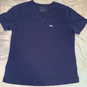 Figs Navy Blue V-Neck Scrub Top